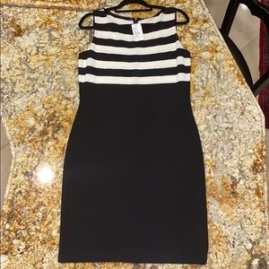 St. John Boucle-Knit sleeveless striped dress